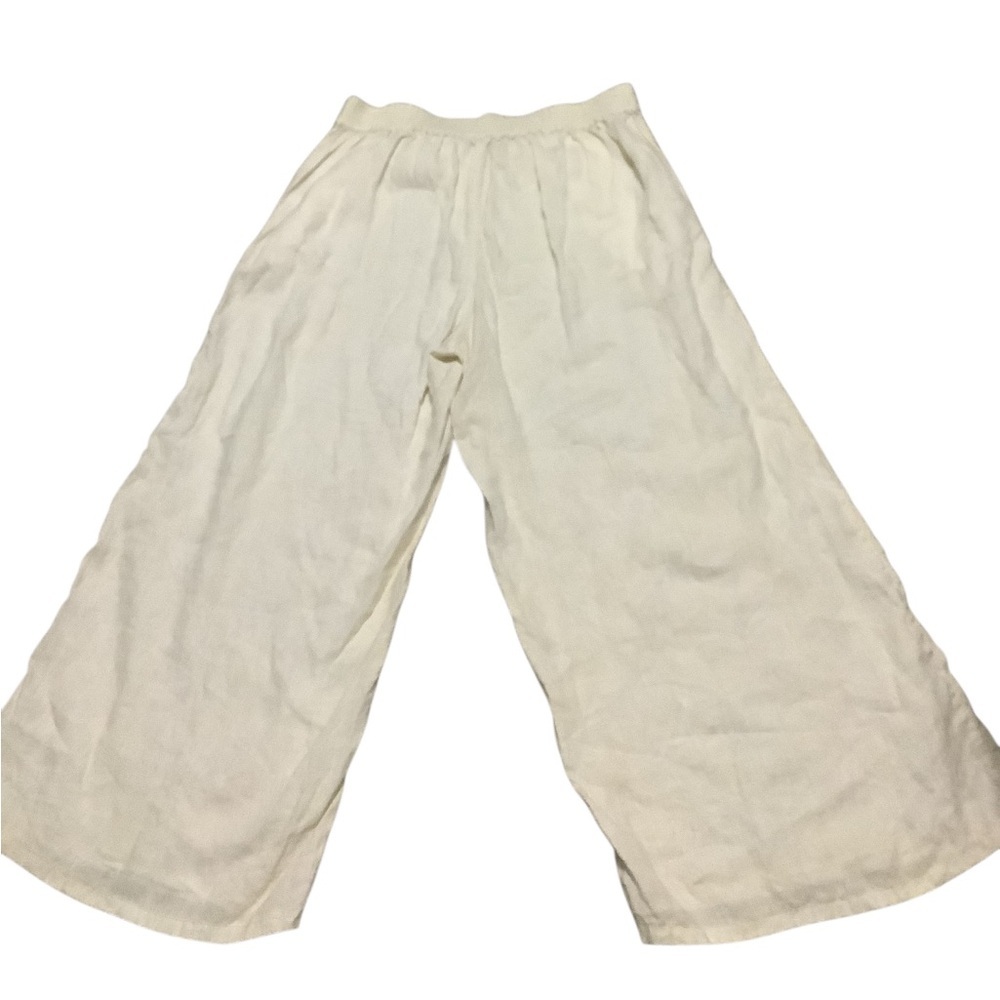 Linen Cream Wide-Leg Pants - Picture 2 of 3